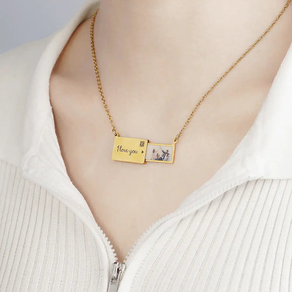 Custom UV Printed Stainless Steel Envelope Necklace